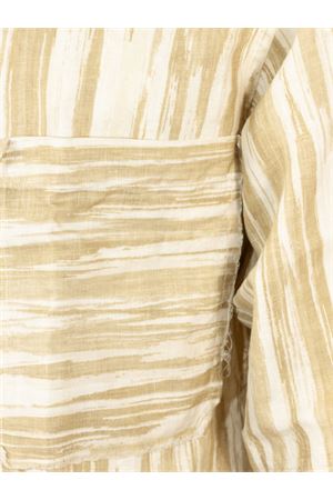 White and beige striped linen shirt INLINUM | CIL24TORTORA