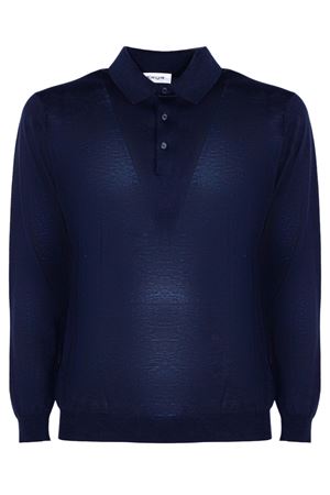 Polo in misto seta e cotone blu KANGRA | 30040300038