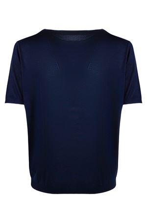 T-shirt in maglia misto seta e cotone blu KANGRA | 30042100038