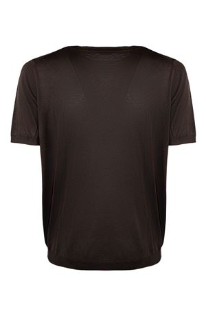T-shirt in maglia misto seta e cotone marrone KANGRA | 30042100170