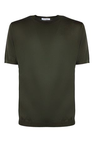 T-shirt in maglia misto seta e cotone verde KANGRA | 30042100187