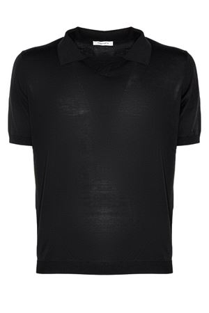 Polo in misto seta e cotone nero KANGRA | 30042300013