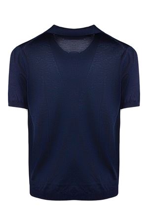 Polo in misto seta e cotone blu KANGRA | 30042300038