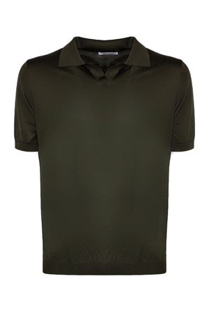 Polo in misto seta e cotone verde militare KANGRA | 30042300187