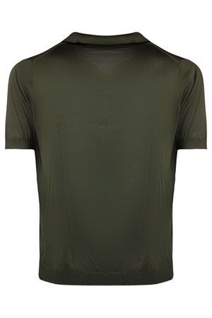 Polo in misto seta e cotone verde militare KANGRA | 30042300187