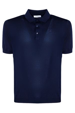 Polo in misto seta e cotone blu KANGRA | 30042600038