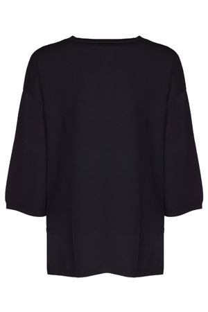 Black stretch viscose crew-neck jumper KANGRA | 39390100013
