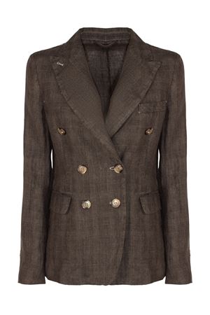 Brown linen double-breasted blazer KILTIE | KB054PT5109595