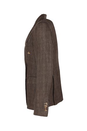 Brown linen double-breasted blazer KILTIE | KB054PT5109595