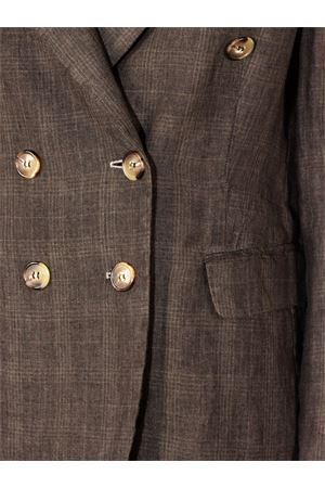 Brown linen double-breasted blazer KILTIE | KB054PT5109595