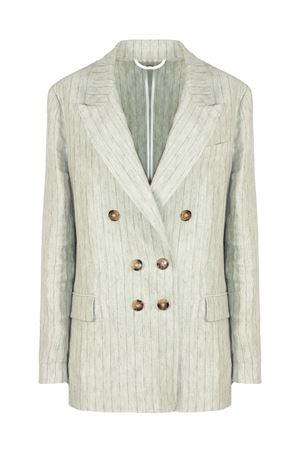 Light grey linen double-breasted blazer KILTIE | KB067YT5115118