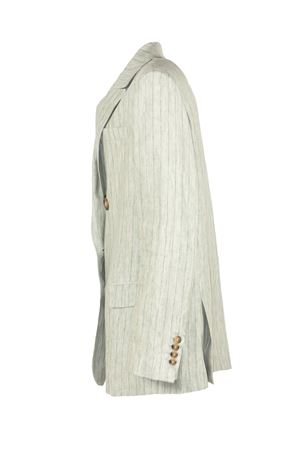 Light grey linen double-breasted blazer KILTIE | KB067YT5115118
