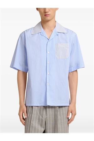 Blue striped poplin bowling shirt MARNI | CUMU0213Q8UTC254STB37