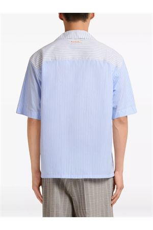 Blue striped poplin bowling shirt MARNI | CUMU0213Q8UTC254STB37
