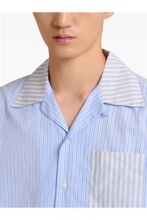 Blue striped poplin bowling shirt MARNI | CUMU0213Q8UTC254STB37