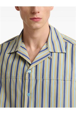 Camicia a righe in cotone azzurro MARNI | CUMU0384X0UTC632STB45