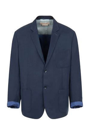 Giacca monopetto in satin blu scuro MARNI | GUMU0158UXUTVA7100B84