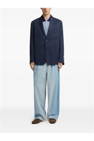 Giacca monopetto in satin blu scuro MARNI | GUMU0158UXUTVA7100B84