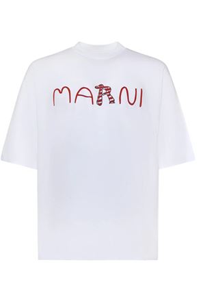T-shirt in cotone bianco MARNI | HUMU0223S2USCY86LOW01