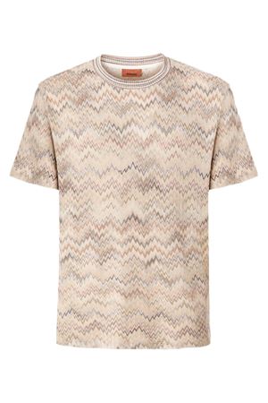 T-shirt girocollo in cotone beige MISSONI | US26SL06BR014NS01JZ