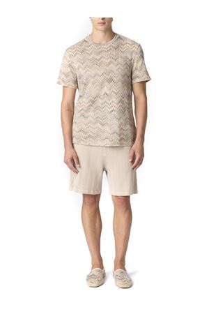 T-shirt girocollo in cotone beige MISSONI | US26SL06BR014NS01JZ