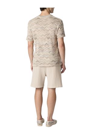 T-shirt girocollo in cotone beige MISSONI | US26SL06BR014NS01JZ