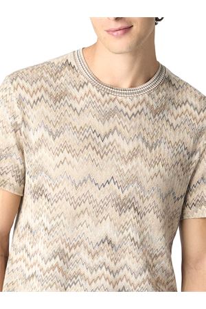 T-shirt girocollo in cotone beige MISSONI | US26SL06BR014NS01JZ