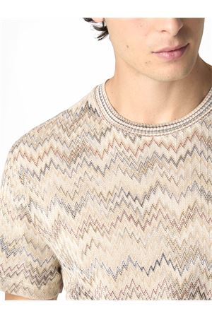 T-shirt girocollo in cotone beige MISSONI | US26SL06BR014NS01JZ