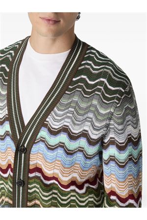 Cardigan multicolore in cotone a zig-zag MISSONI | US26SM02BK01G8SM9YT