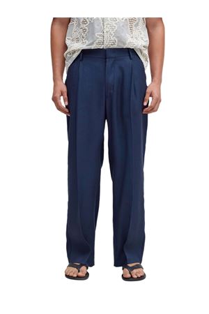 Pantaloni in misto lino color blu NN.07 | 242180816520A