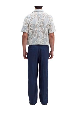 Pantaloni in misto lino color blu NN.07 | 242180816520A