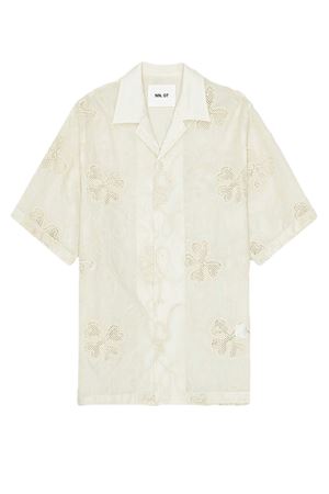 Camicia in cotone beige ricamata NN.07 | 2610000063016