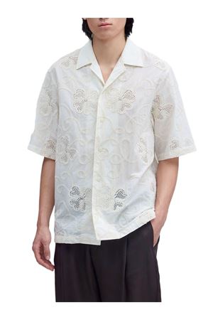 Camicia in cotone beige ricamata NN.07 | 2610000063016