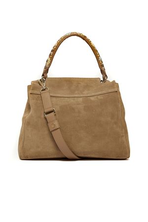 Sveva Peach Flowers Midi suede leather shoulder bag ORCIANI | BT2006PEFBISCOTTO