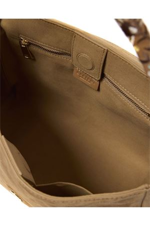 Sveva Peach Flowers Midi suede leather shoulder bag ORCIANI | BT2006PEFBISCOTTO