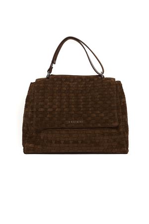 Sveva Peach Woven Medium Suede Shoulder Bag ORCIANI | BT2006PEWCOCOA