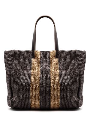 Borsa shopper in fibra intrecciata testa di moro P.A.R.O.S.H. | D050700GIBAG808