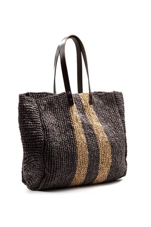 Borsa shopper in fibra intrecciata testa di moro P.A.R.O.S.H. | D050700GIBAG808