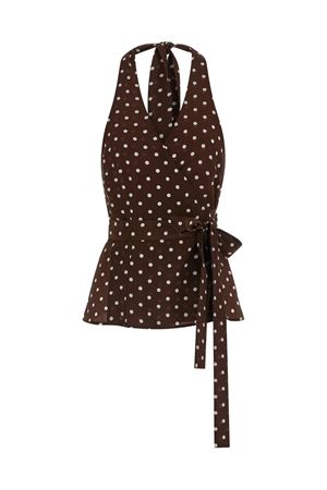 Top a pois in seta marrone P.A.R.O.S.H. | D313363SBILLO808