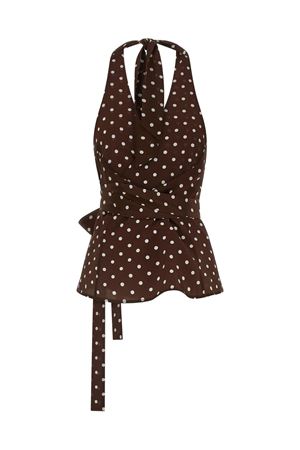 Top a pois in seta marrone P.A.R.O.S.H. | D313363SBILLO808