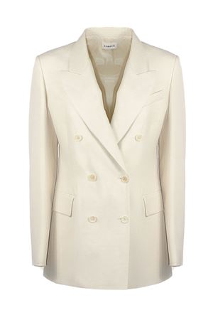 Blazer doppiopetto in misto lino beige chiaro P.A.R.O.S.H. | D420266RAISA26003
