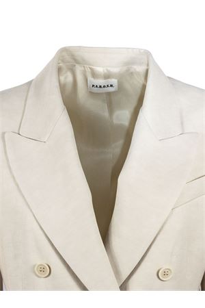 Blazer doppiopetto in misto lino beige chiaro P.A.R.O.S.H. | D420266RAISA26003