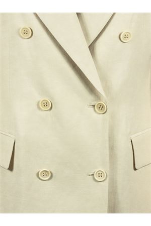 Blazer doppiopetto in misto lino beige chiaro P.A.R.O.S.H. | D420266RAISA26003
