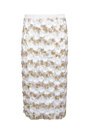 Gonna lunga in maxi paillettes a fiori bianca e marrone P.A.R.O.S.H. | D621663GYM802
