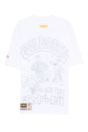 T-shirt in cotone bianco e grigio PDF | DFM54029TF112WHITE