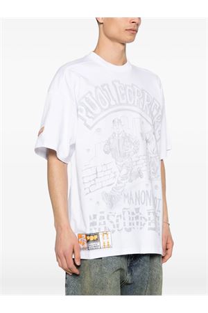 T-shirt in cotone bianco e grigio PDF | DFM54029TF112WHITE