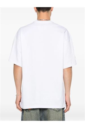 T-shirt in cotone bianco e grigio PDF | DFM54029TF112WHITE