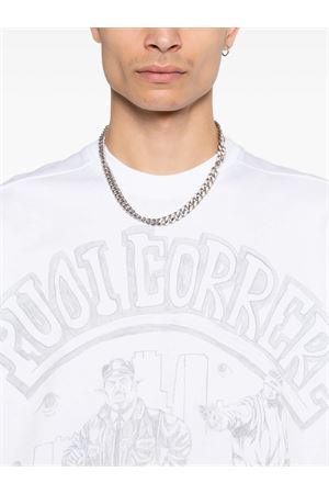 T-shirt in cotone bianco e grigio PDF | DFM54029TF112WHITE