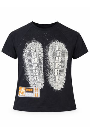 Black cotton T-shirt PDF | DFM54033TJ112BLACK