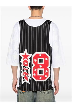 T-shirt in cotone bianco e nero PDF | DFM54045TJ101BLKWH